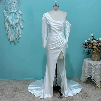 Umk Sexy One Shoulder Mermaid Wedding Dress Long..
