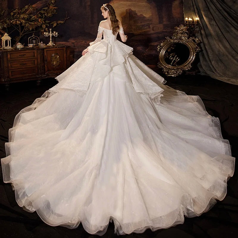 Elegant Vintage Lace Off shoulder Wedding Dress on Luulla