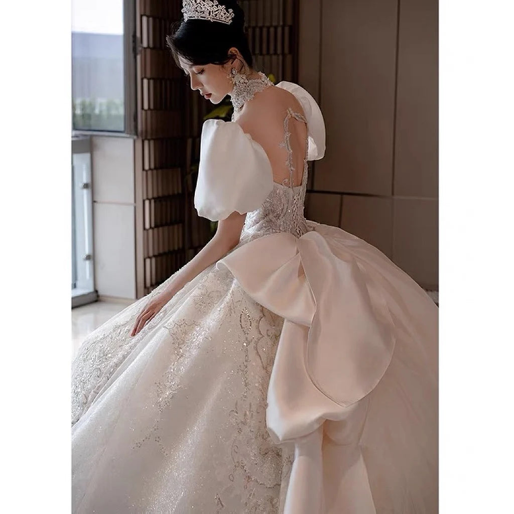 Vintage Cap Sleeve Luxury Ball Gown Wedding Dress main image 1