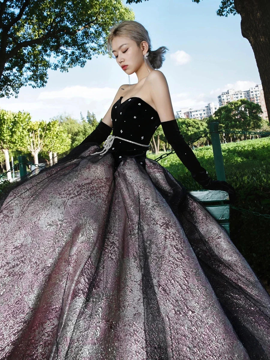 Elegant black ball gown on sale