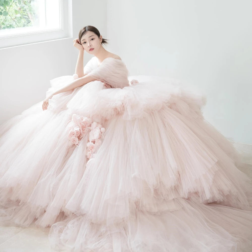 Elegant Blush Pink Tulle Quinceaera Ball Gown on Luulla