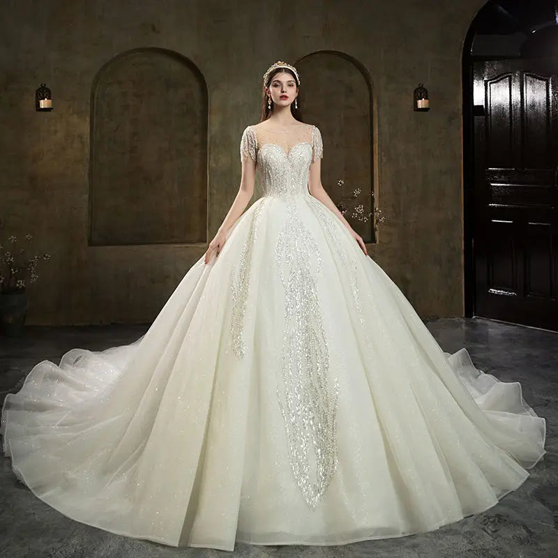Elegant Beaded Lace Ball Gown Wedding Dress on Luulla